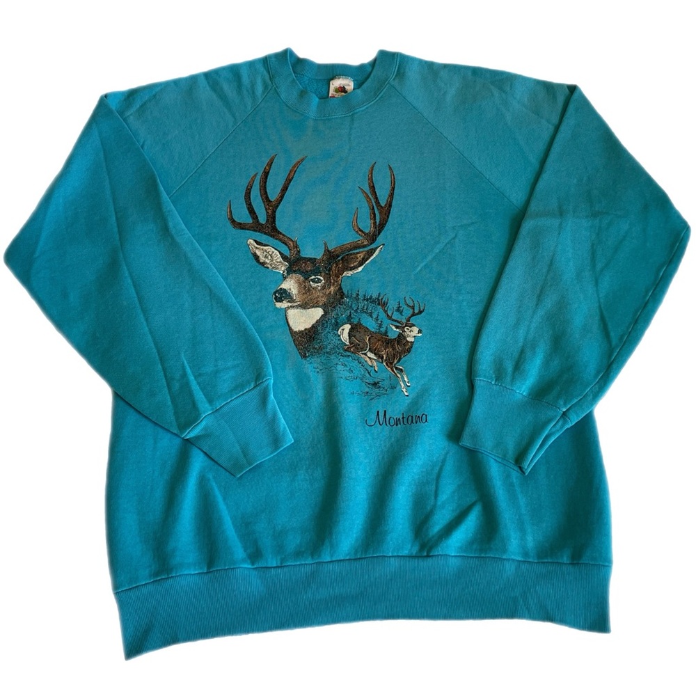 Vintage Montana Deer / Nature Crewneck Sweatshirt